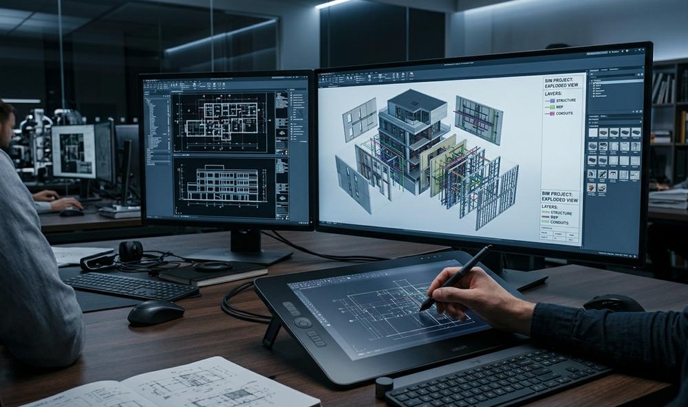 Conception BIM du système Puzzle, vue éclatée des panneaux
